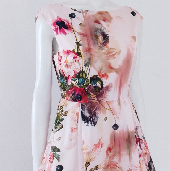 Size UK 10 EU 38 Ted Baker (2) 'Rupin' Pink Opulent Bloom Floral Party Dress - Picture 6 of 14